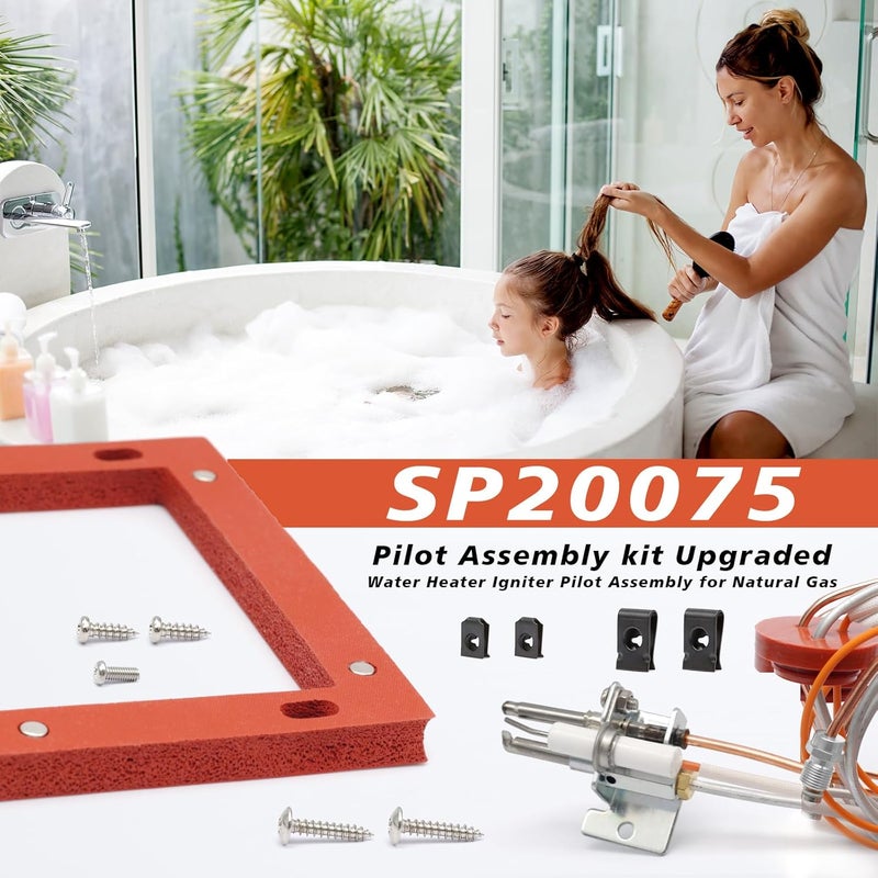 Lisnhlin Upgraded SP20075 SP20305A Pilot Assembly kit, Water Heater Igniter Pilot Assembly for Natural Gas, Compatible with GE, Replacement for Rheem, Replace of GG50T06AVH00 AS39845 22V40PF1 - Image 2